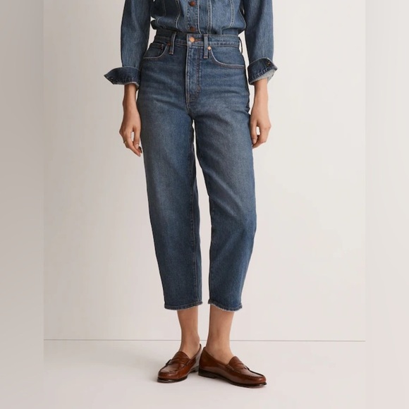 Madewell | 2024 Balloon Jeans Ellisboro Wash Barrell Leg NG265 Plus Size  32/14 - Picture 2 of 14